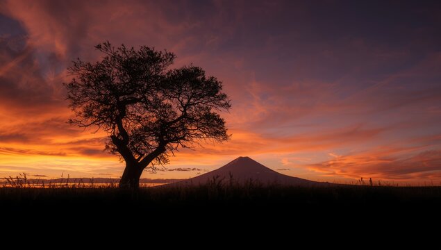 Country scene in Toluca during sunset with vibrant sky hues and cloud formations, highlighting rural preservation