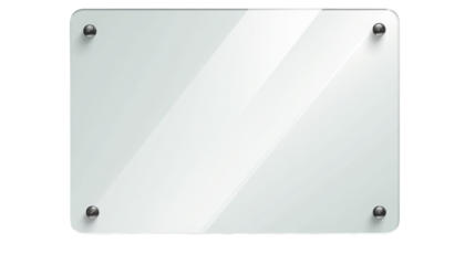 Modern Glass Whiteboard with Black Mounts for Office or Home Use, Ideal for Planning and Collaboration on transparent background