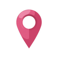 Pink location pin icon on a transparent background, symbolizing navigation and mapping services in a modern digital context.