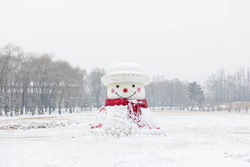 Snowman in a Snowy Field