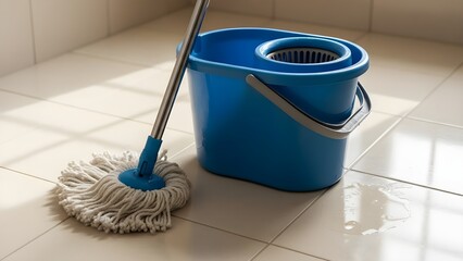 mop and bucket of cleaning