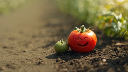 Red and green tomatoes in an outdoor garden, illustrating fruit development and seasonal change, World Food Day