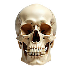 Realistic Human Skull Model for Educational and Artistic Use in Anatomy Studies and Medical Training on transparent background