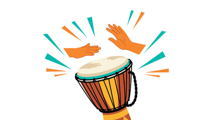 Colorful hand drumming with dynamic beats on traditional percussion instrument