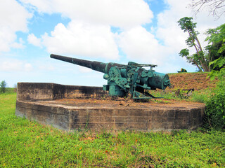 Historic Artillery Cannon at Fort Nieuw Amsterdam in Suriname