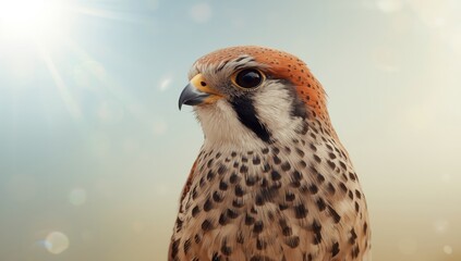 Wildlife photograph of a kestrel resting on a tree branch, focusing on natural avian activity and environment