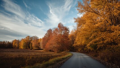 Obraz premium Forest in autumn with vibrant leaves and falling colors, seasonal change, Earth Day