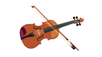 Classical musical instrument with bow on white background