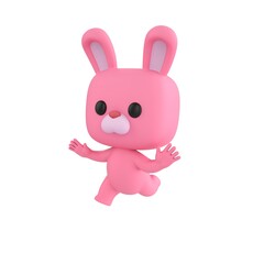 Obraz premium Cute 3D render Little Rabbit character running away in fear, scared and panicking, isolated on white background.