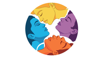 Fototapeta premium Colorful abstract portraits in circular composition