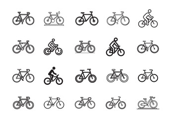 Collection of Various Bicycle Icons and Illustrations