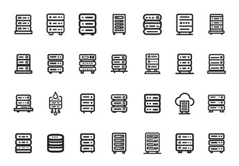Collection of various server icons in different styles and designs