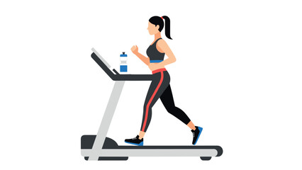 Fototapeta premium Fitness enthusiast on treadmill with water bottle for hydration and workout motivation