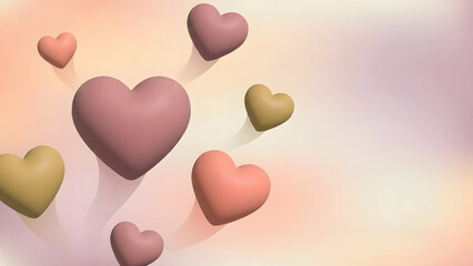 Floating Hearts in a Soft Focus Gradient Background