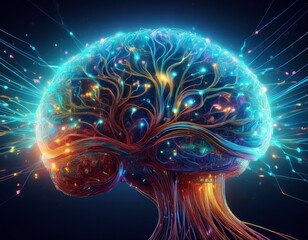 digital brain concept neural networks futuristic intelligence
