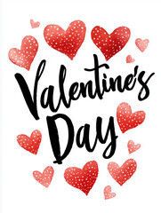 Valentine's Day Hearts: Celebrate love with this vibrant visual display of affection. A medley of red hearts, each with unique textures, dance around a heartfelt message of love.