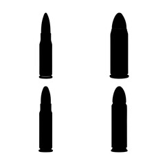 Four distinct bullet silhouettes rendered in black on a clean white background © Atique