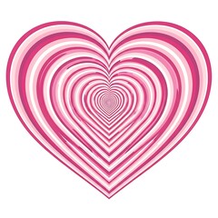 Abstract pink and white heart shape with optical illusion effect isolated on white background