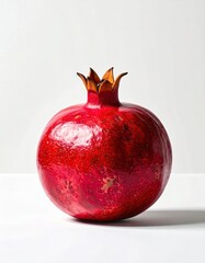 Whole pomegranate fruit on white background, still life, studio shot, isolated, fresh food concept.