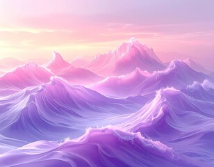 Soft purple and pink waves undulate under a pastel sky.