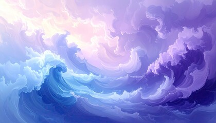 Swirling abstract waves of ethereal colors creating serene ocean/cloud formations in a beautiful heaven.