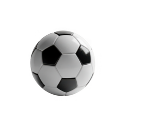 Black and white soccer ball isolated on transparent background
