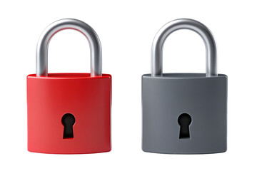 Fototapeta premium Red and gray padlocks with keyholes