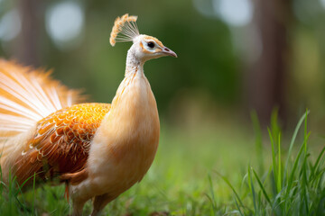 Fototapeta premium beautiful golden peacock in park