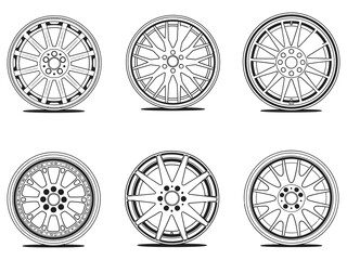 Alloy Wheels Outline Icon Simple Vector