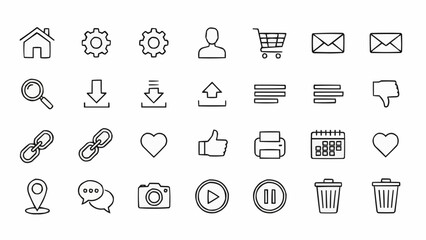 Collection of Hand Drawn Website and App Icons.