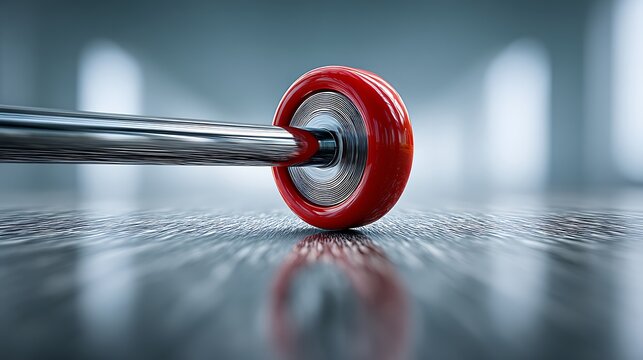 Close up of a red condom on a metallic object in a futuristic setting - Powered by Adobe