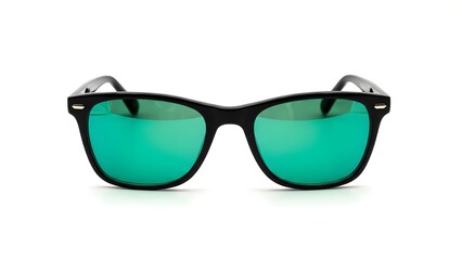 Black Frame Sunglasses with Green Mirrored Lenses Product Shot