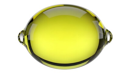 Transparent Yellow Glass Lemon Shape Isolated on White Background