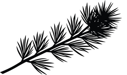 Obraz premium Pine Tree Branch with Needles Vector silhouette vector