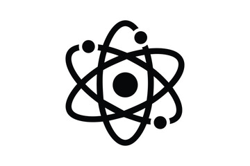 atom icon black science symbol isolated on white background