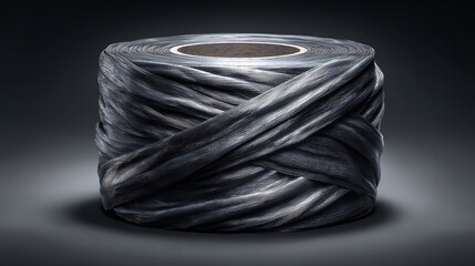 Textured metallic roll with dark background