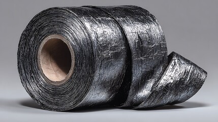 Roll of metallic silver woven material