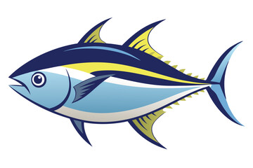 Fototapeta premium Vector Tuna Fish Isolated on White, Professional Seafood Graphic for Culinary Labels, Fishing Clubs, and Menu Decorations