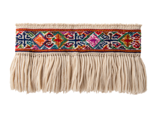 Ethnic woven fringe isolated on transparent or white background, png