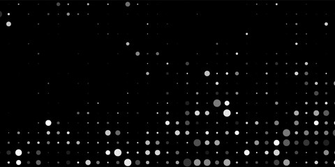 A clean and minimalist pattern featuring evenly spaced white polka dots on a solid black background.