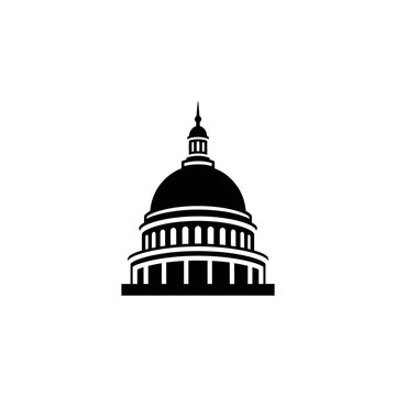 Silhouette icon of a classic American capitol dome, solid black fill, simple geometry