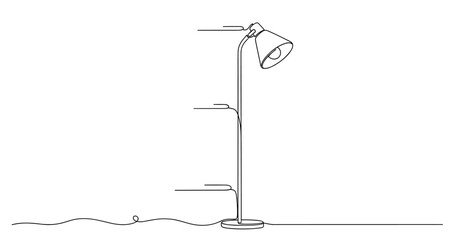 Obraz premium Minimalist continuous line drawing of a modern floor lamp. No editable strokes