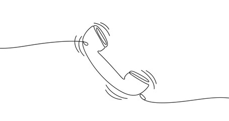 Continuous line drawing of a vintage telephone handset on white background. No editable strokes