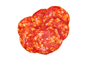 Chorizo Slices, isolated on white background