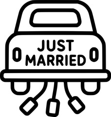 just married couple car isolated vector sign, symbol, vector, art
