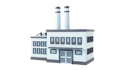Cartoon Factory Building with Two Smokestacks