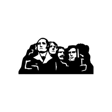 Black solid silhouette icon of Mount Rushmore monument, simplified shapes, flat vector style