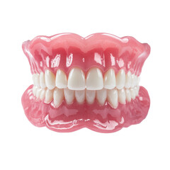 Obraz premium Full upper and lower dentures as a dental model isolated on transparent background. 