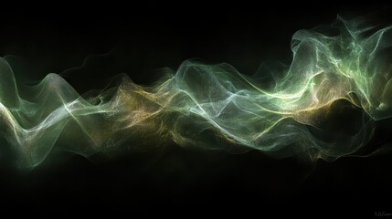 Abstract flowing ribbons of light and color representing wind currents in dynamic motion on a dark background