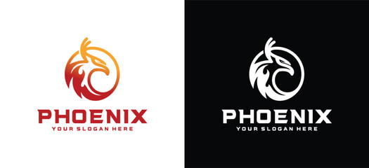 Fire Phoenix Circle Logo Design Eternal Flame Rebirth Energy Modern Symbol Emblem
